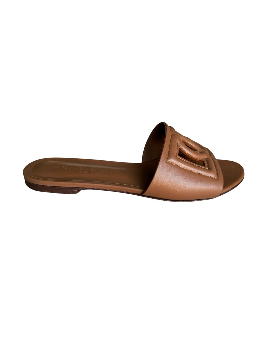 Dolce & Gabbana Bianca Calfskin Slides Sandals Light Brown - Picture 6 of 16